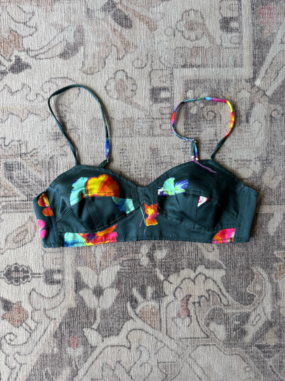 Marc Jacobs Dark Green Bandeau with Pink Floral Accent